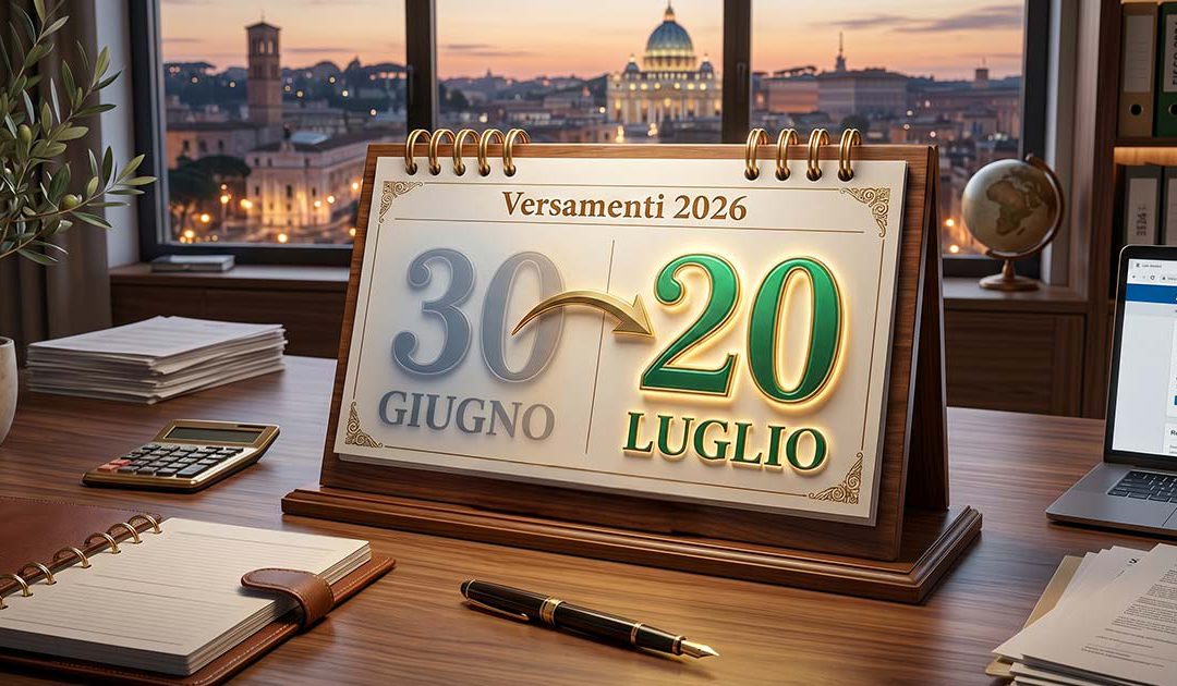 Proroga dei versamenti fiscali 2026: saldo al 20 luglio per soggetti ISA e forfettari